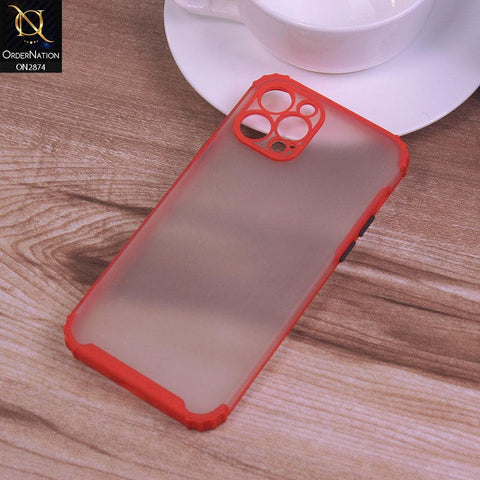 iPhone 12 Pro Cover - Red - Classic Soft Color Border Semi-Transparent Camera Protection Case