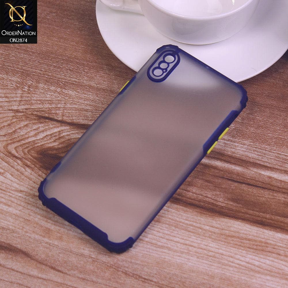 iPhone XS / X Cover - Blue - Classic Soft Color Border Semi-Transparent Camera Protection Case