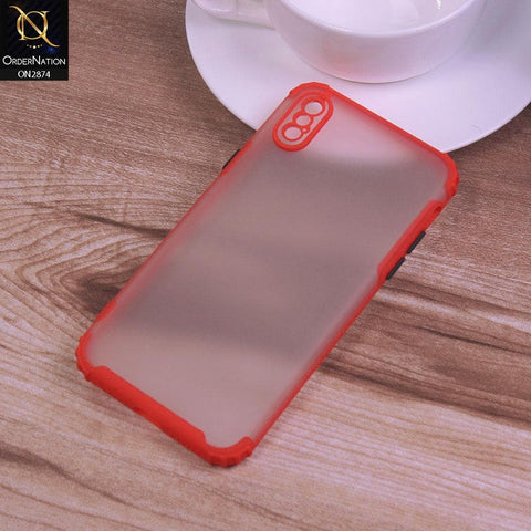 iPhone XS / X Cover - Red - Classic Soft Color Border Semi-Transparent Camera Protection Case