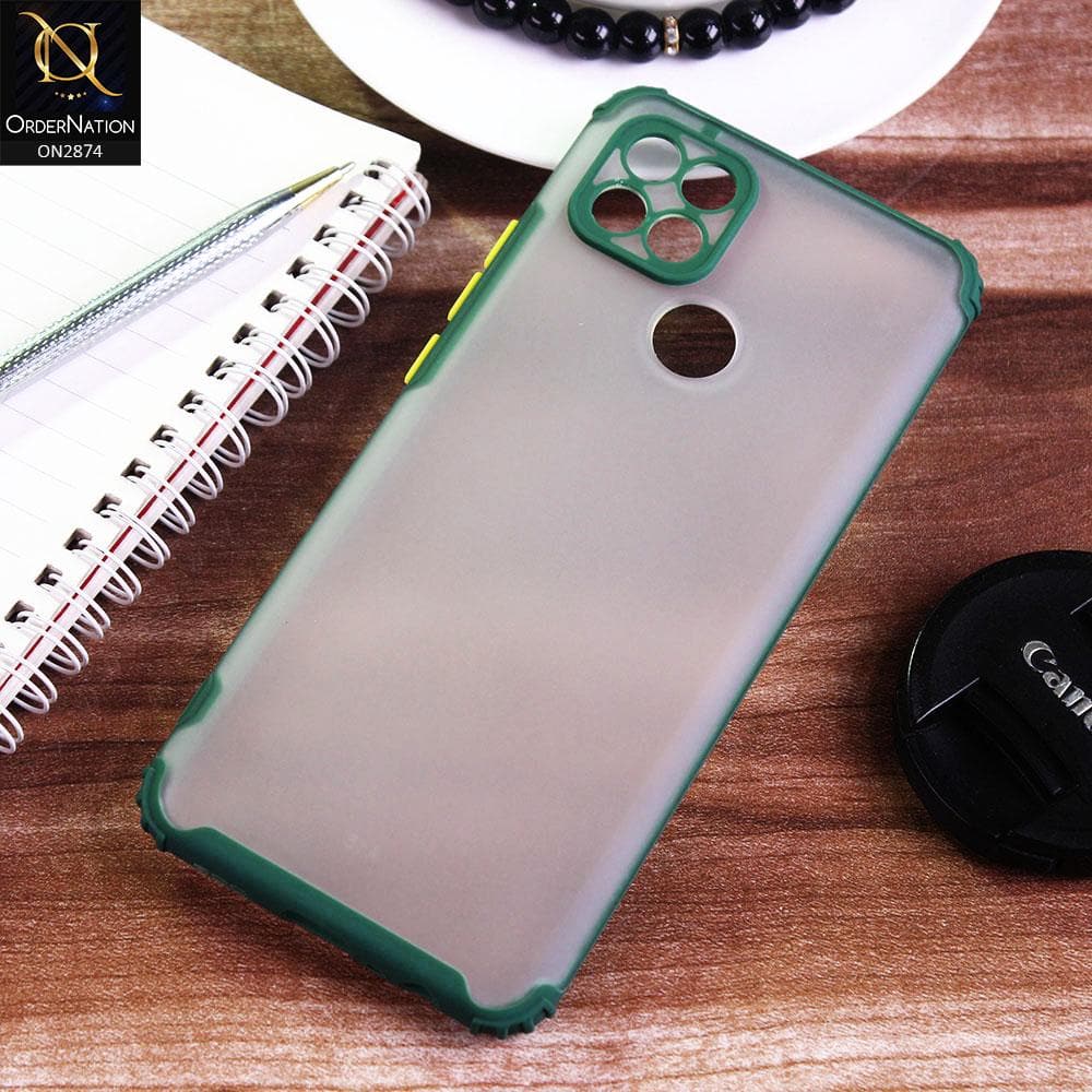 Oppo A15 Cover - Green - Classic Soft Color Border Semi-Transparent Camera Protection Case