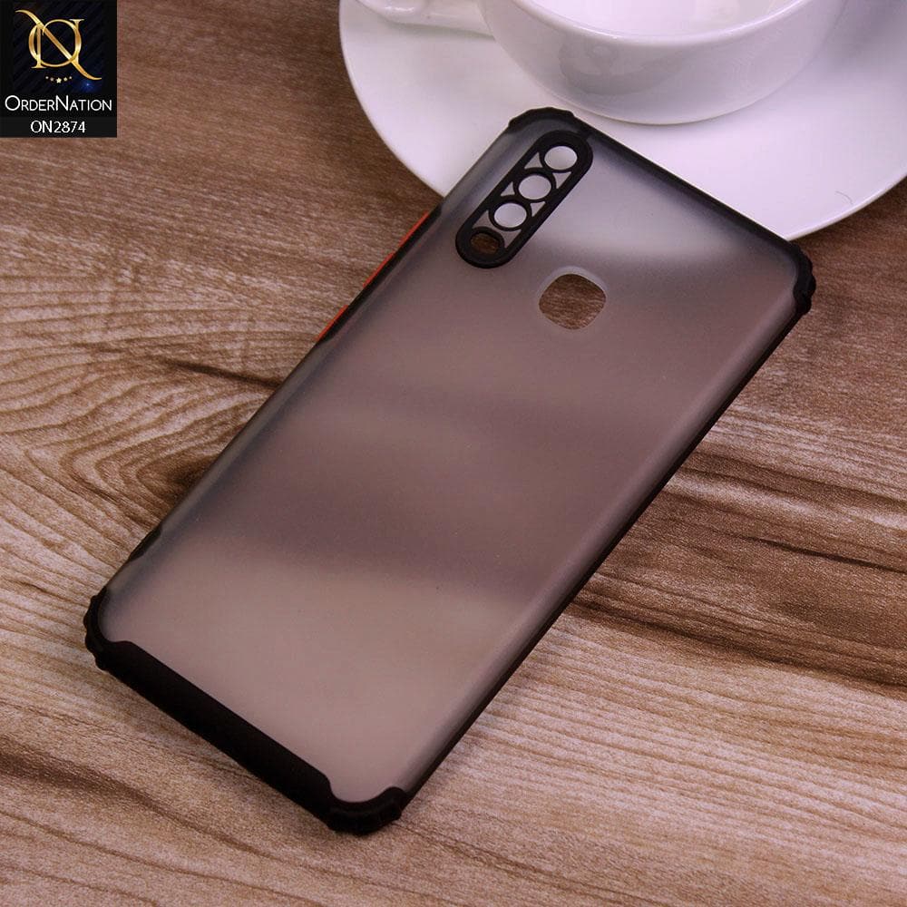 Vivo Y15 Cover - Black - Classic Soft Color Border Semi-Transparent Camera Protection Case