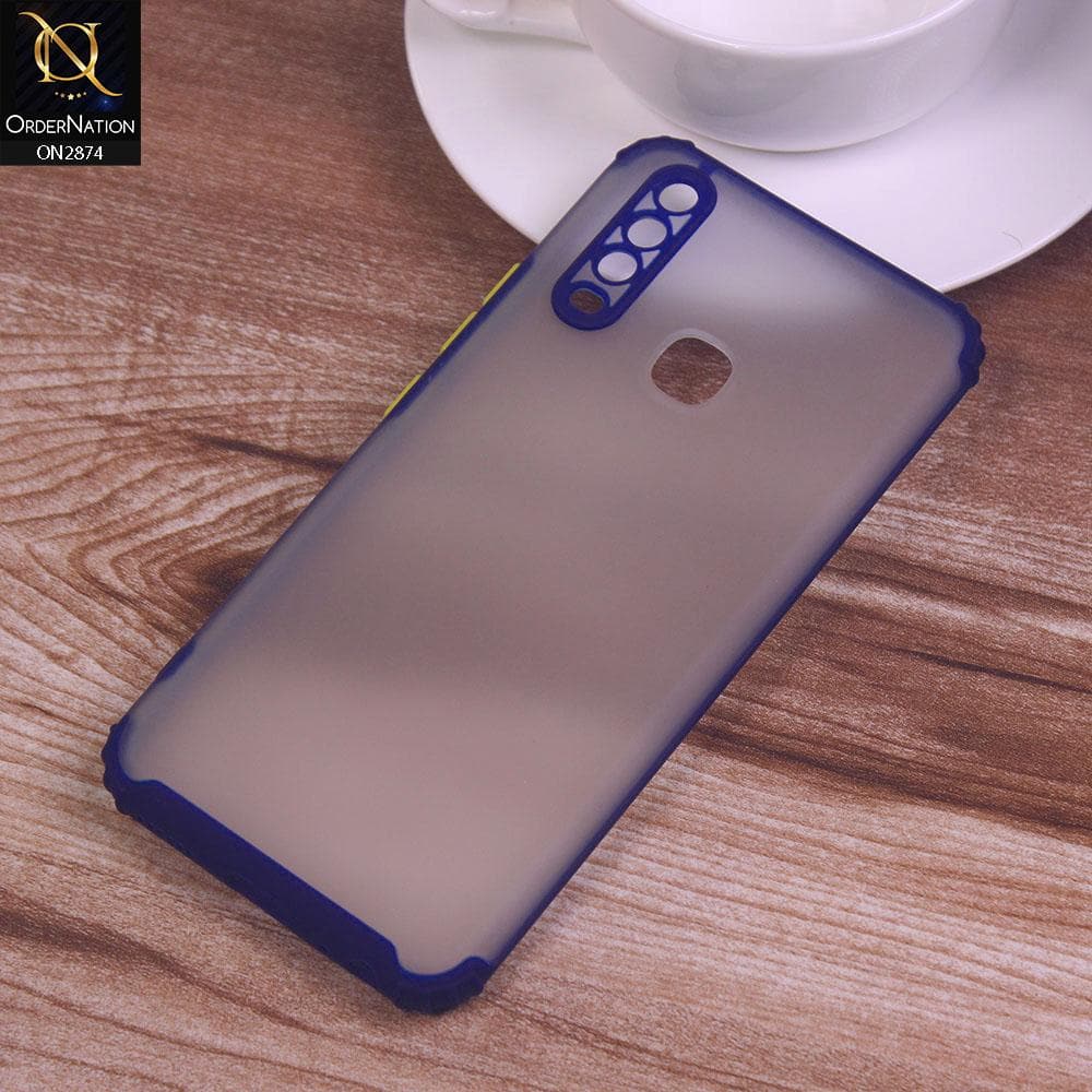 Vivo Y17 Cover - Blue - Classic Soft Color Border Semi-Transparent Camera Protection Case