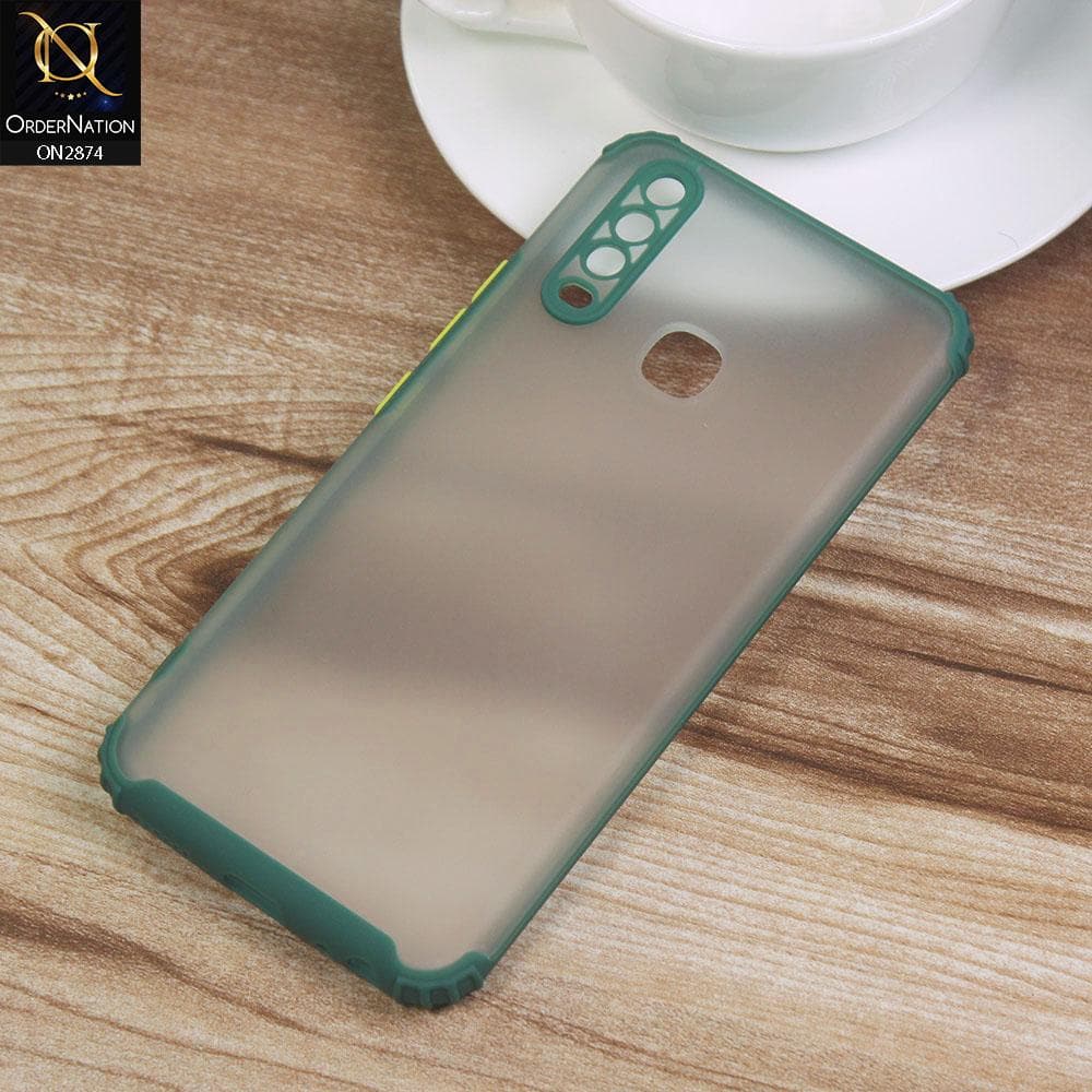 Vivo Y12 Cover - Green - Classic Soft Color Border Semi-Transparent Camera Protection Case