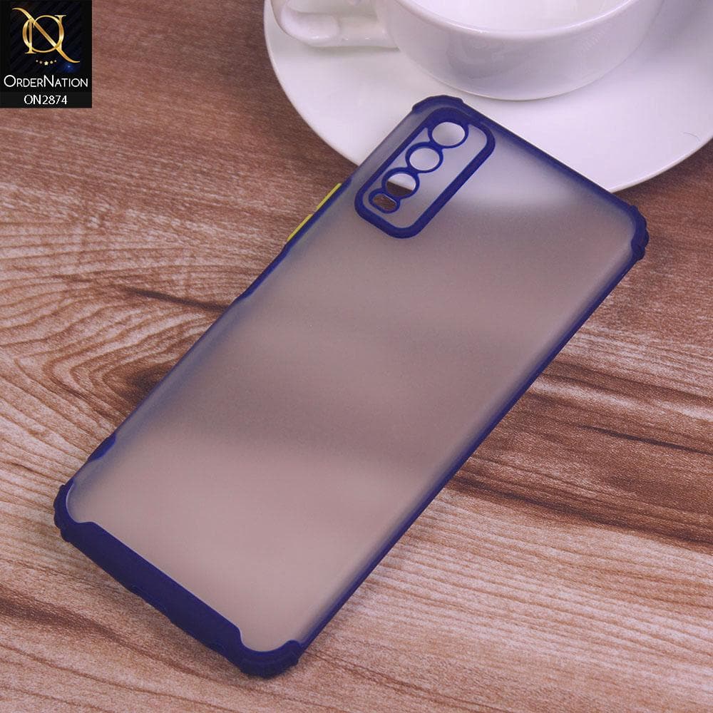 Vivo Y20 Cover - Blue - Classic Soft Color Border Semi-Transparent Camera Protection Case