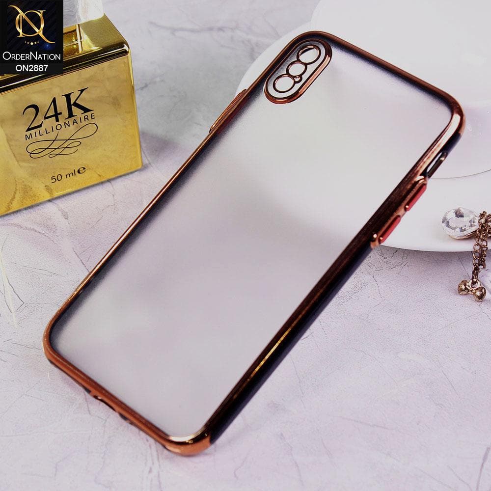 iPhone XS / X Cover - Black - Electroplating Semi Transparent Soft Color Border Back Shell Case