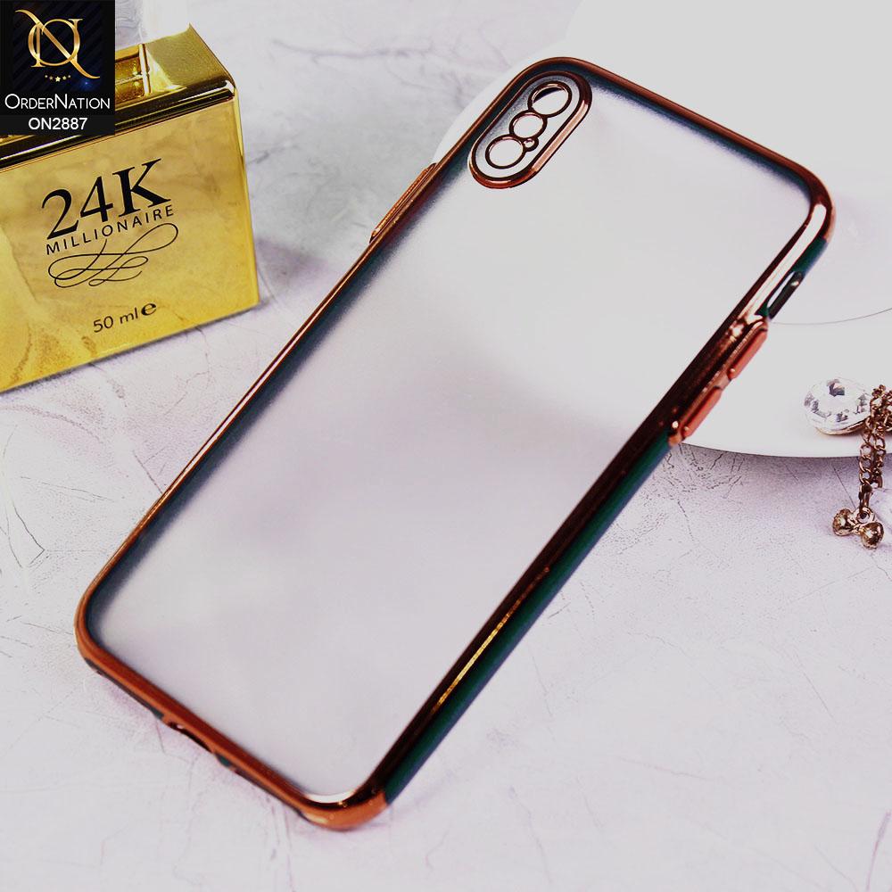 iPhone XS / X Cover - Green - Electroplating Semi Transparent Soft Color Border Back Shell Case