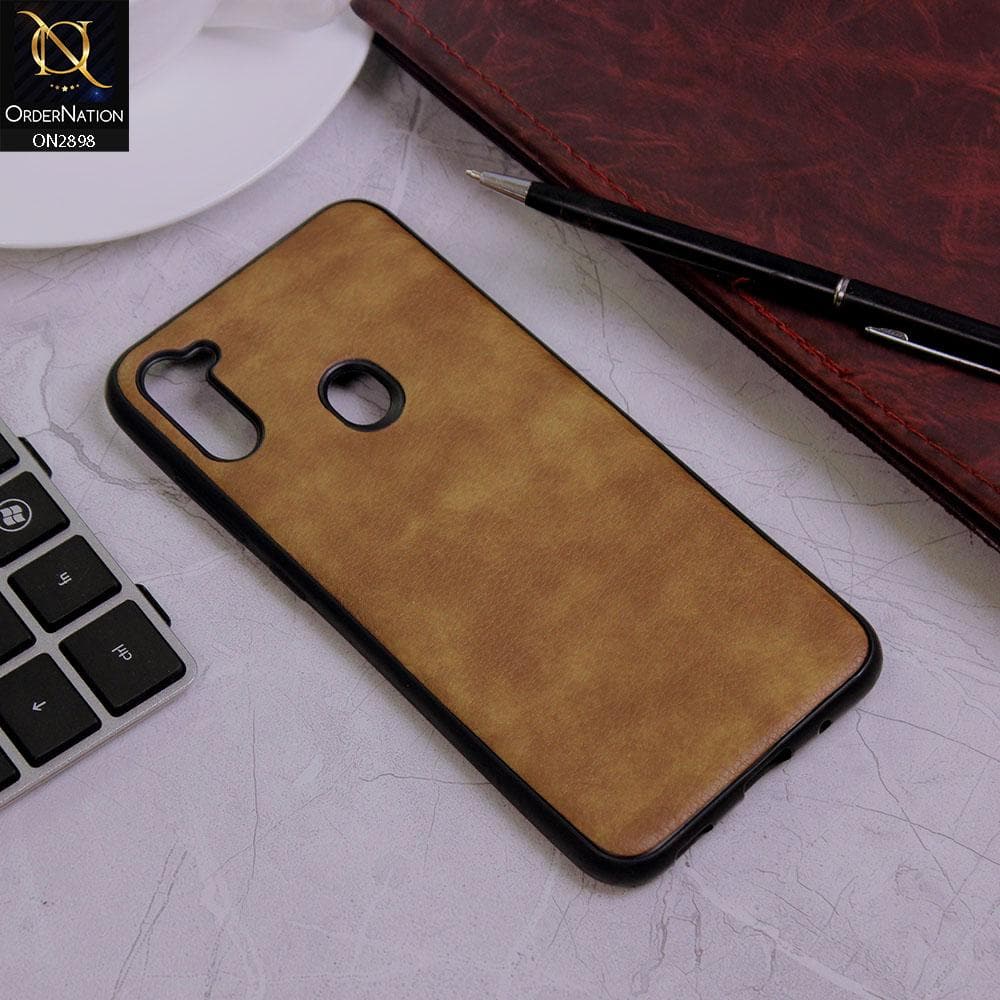 Samsung Galaxy M11 Cover - Light Brown - New Stylish Leather Texture Soft Case