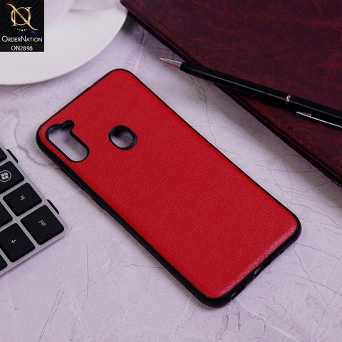 Samsung Galaxy M11 Cover - Red - New Stylish Leather Texture Soft Case