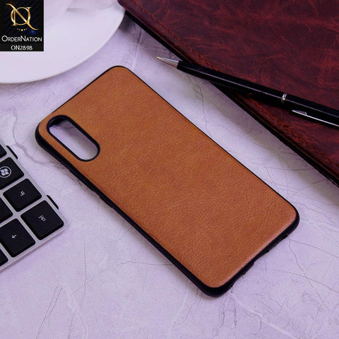 Vivo S1 Cover - Dark Brown - New Stylish Leather Texture Soft Case