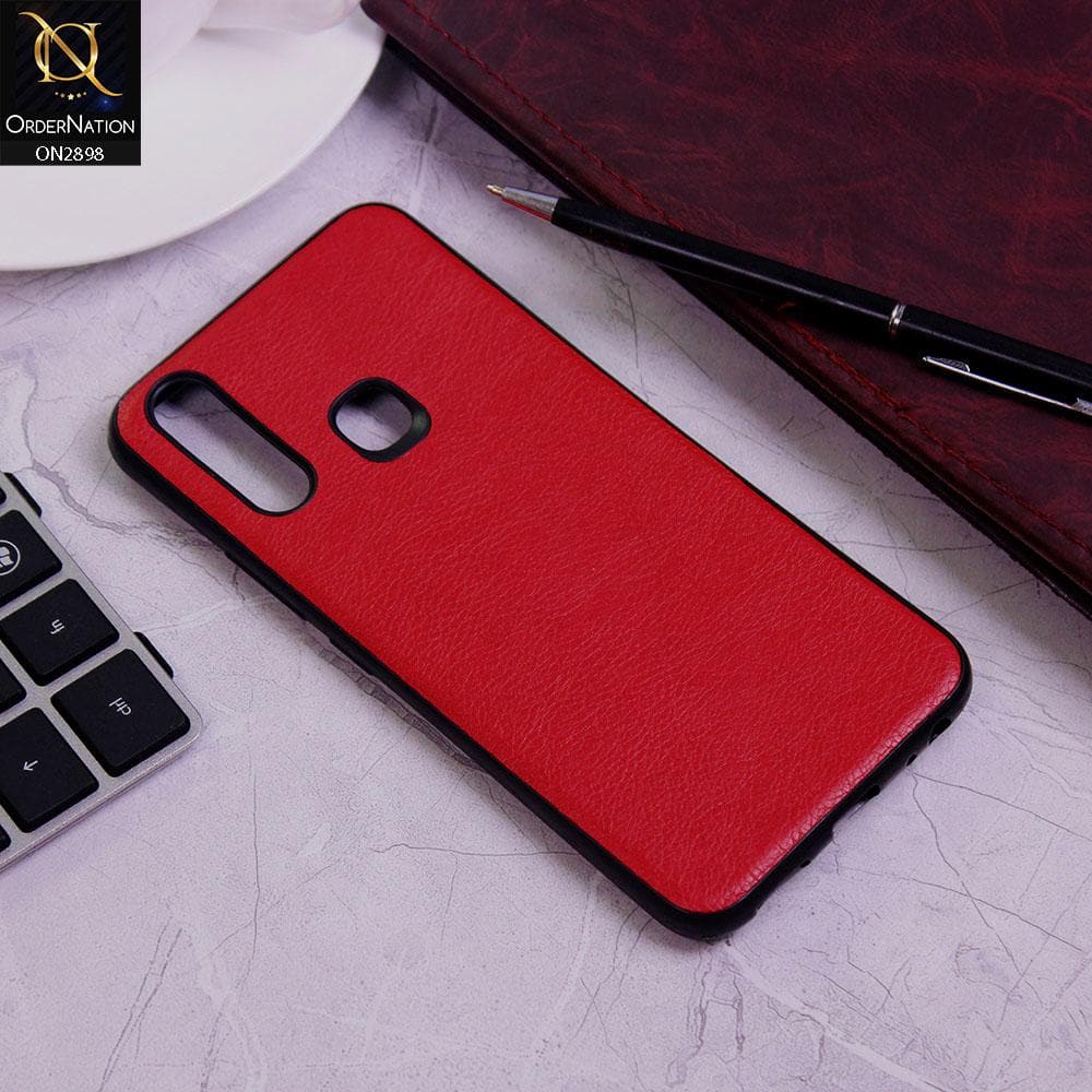 Vivo Y15 Cover - Red - New Stylish Leather Texture Soft Case