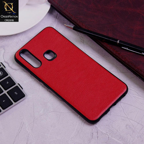 Vivo Y17 Cover - Red - New Stylish Leather Texture Soft Case