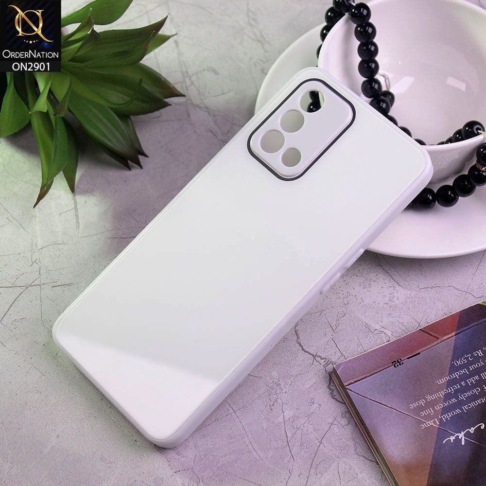 Oppo F19 Cover - White - New Glossy Shine Soft Border Camera Protection Back Case