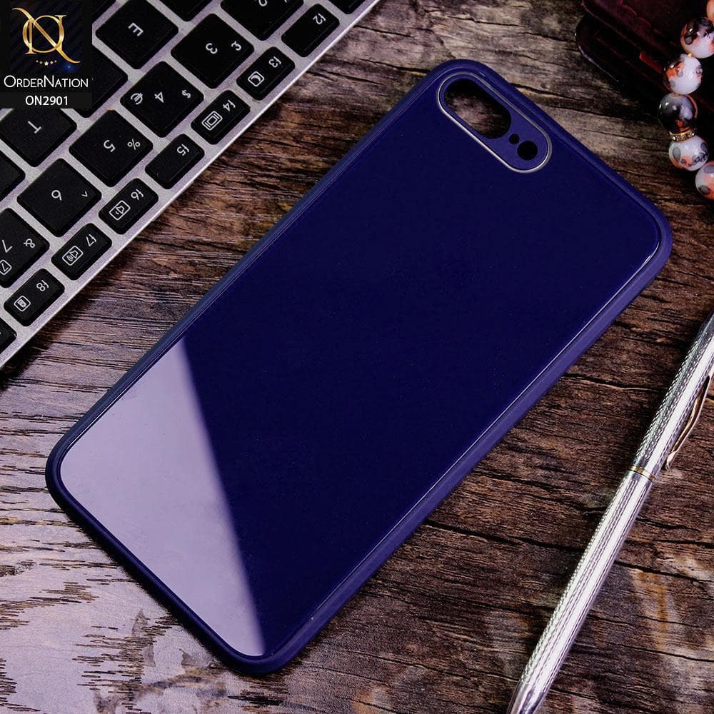 iPhone 8 Plus / 7 Plus - Dark Blue - New Glossy Shine Soft Borders Camera Protection Back Case