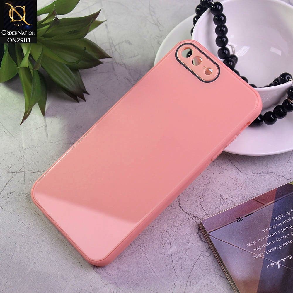 iPhone 8 Plus / 7 Plus Cover - Peach - New Glossy Shine Soft Border Camera Protection Back Case