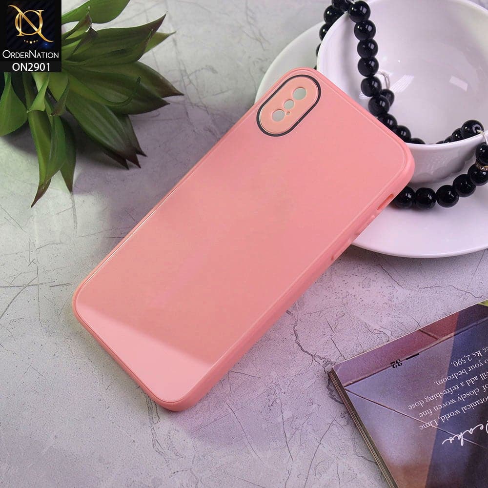 iPhone XS / X Cover - Peach - New Glossy Shine Soft Border Camera Protection Back Case