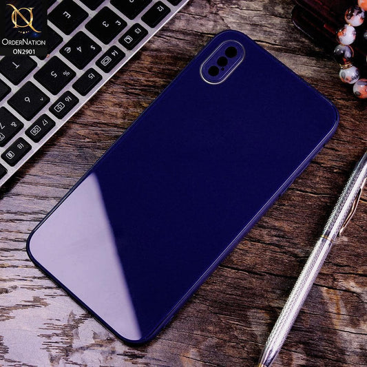 iPhone XS Max - Dark Blue - New Glossy Shine Soft Borders Camera Protection Back Case