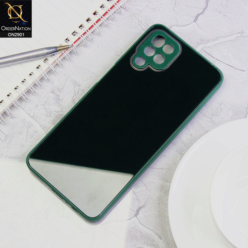 Samsung Galaxy A12 Cover - Dark Green - New Glossy Shine Soft Borders Camera Protection Back Case