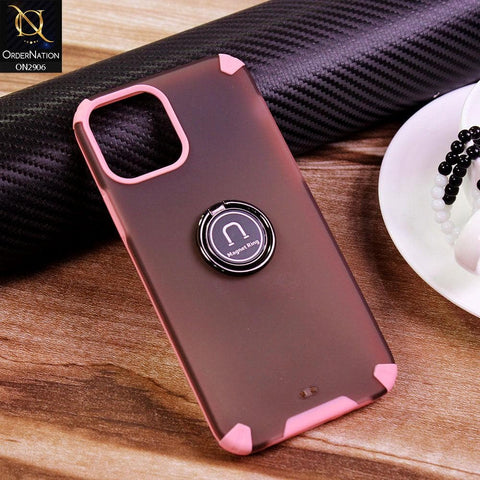 iPhone 12 Pro Cover - Pink - New Stylish Semi Transparent 360 Magnetic Ring Holder Case