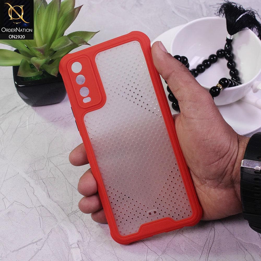 Vivo Y20 Cover - Red - New Breathing Series Soft Borders Protective Case