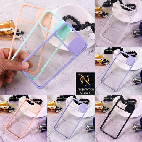 iPhone XS / X Cover - Aqua - New Camera Slide Protection Soft Border Transparent Case