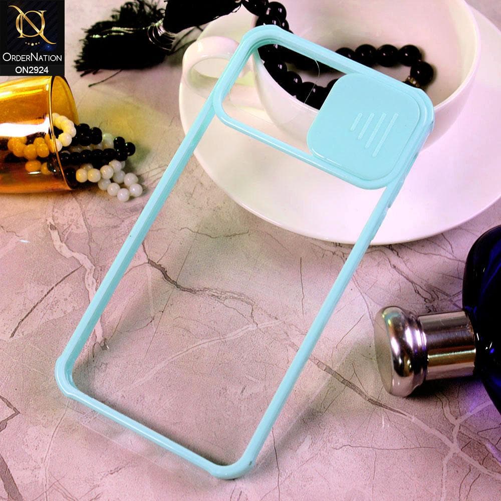 iPhone 11 Pro Cover - Aqua - New Camera Slide Protection Soft Border Transparent Case