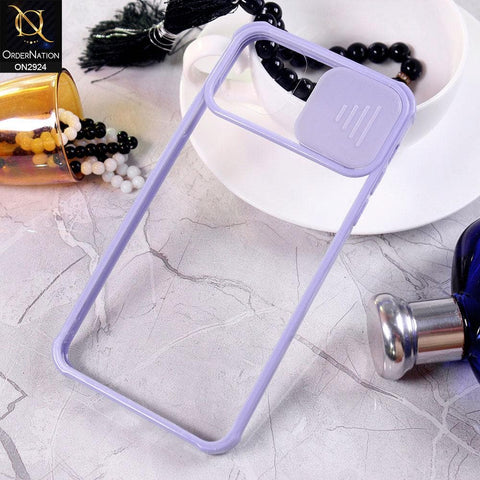 iPhone 11 Pro Max Cover - Purple - New Camera Slide Protection Soft Border Transparent Case