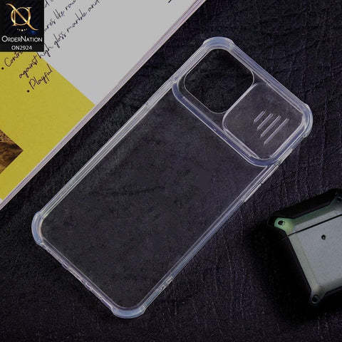 iPhone 11 Pro Max Cover - Transparent - New Camera Slide Protection Soft Border Transparent Case