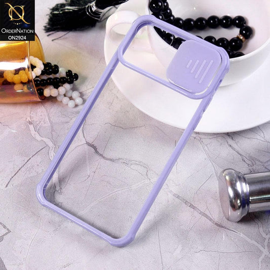 iPhone 6S / 6 Cover - Purple - New Camera Slide Protection Soft Border Transparent Case