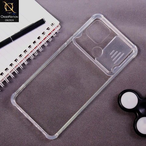 Oppo A15s Cover - Transparent - New Camera Slide Protection Soft Border Transparent Case