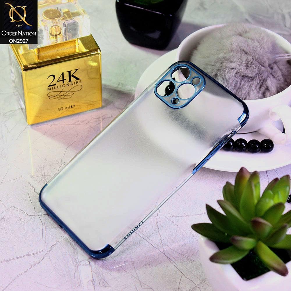 iPhone 11 Pro Cover - Blue - Classic Electroplating Borders Soft Matte Semi Transparent Case