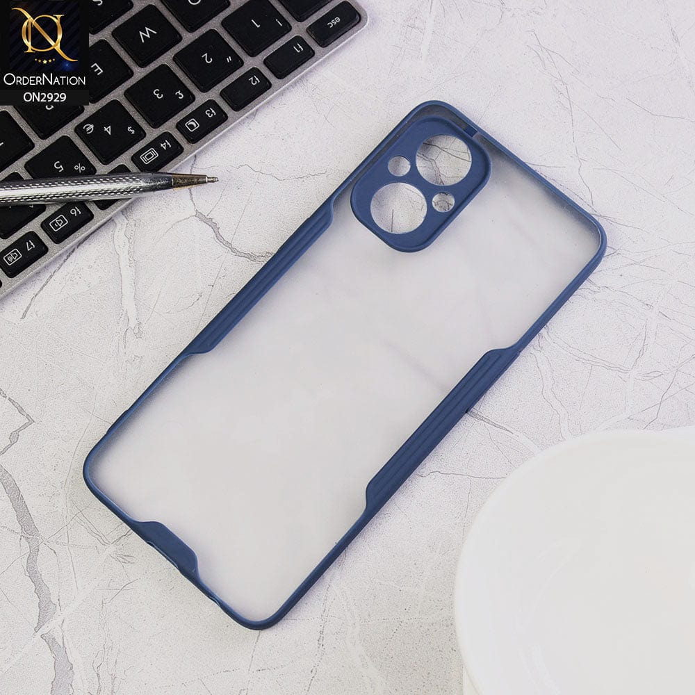 Oppo F21 Pro 5G Cover - Blue - Semi Transparent Ultra Thin Paper Shell Soft Borders Case