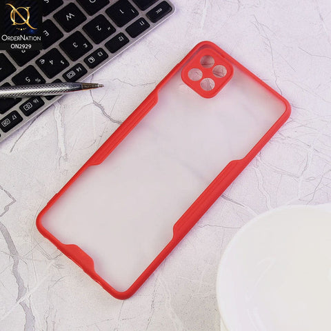 Samsung Galaxy A12 Cover - Red - Semi Transparent Ultra Thin Paper Shell Soft Borders Case