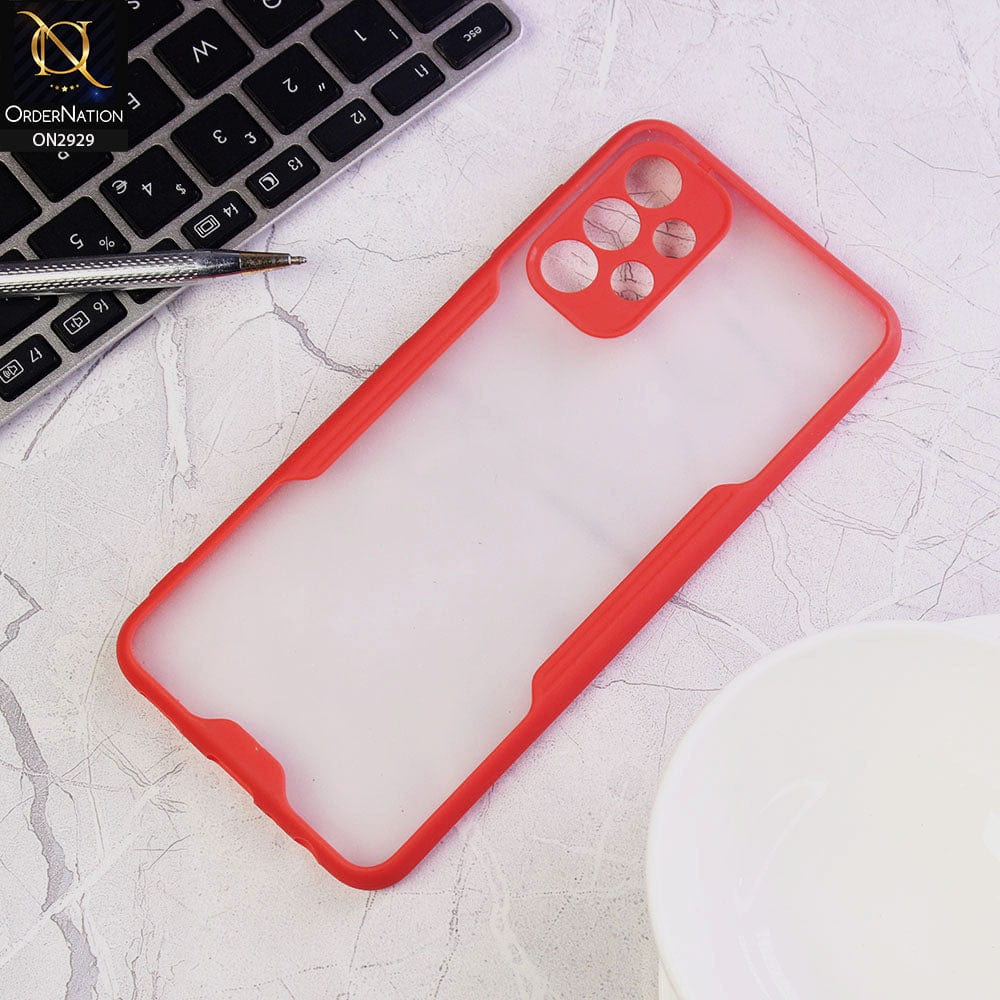 Samsung Galaxy A13 Cover - Red - Semi Transparent Ultra Thin Paper Shell Soft Borders Case