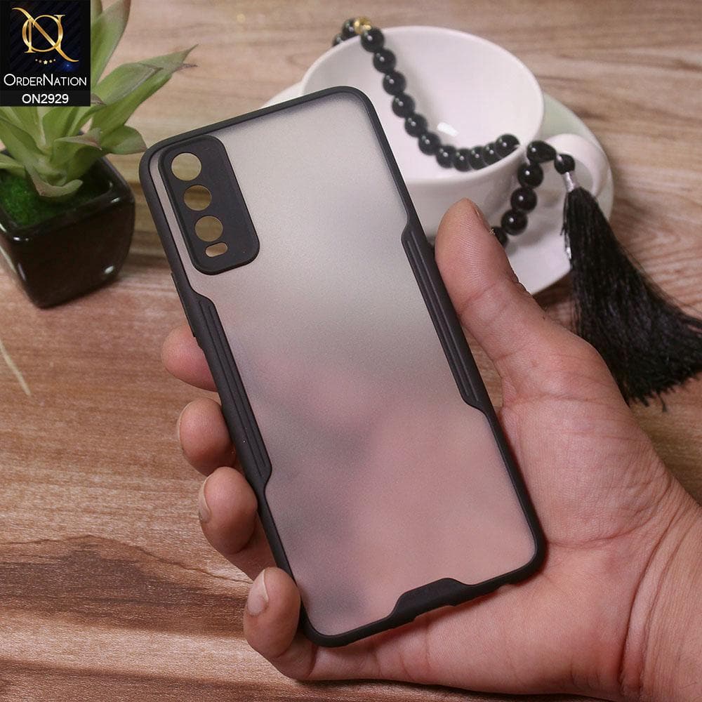 Vivo Y20A Cover - Black - Semi Transparent Ultra Thin Paper Shell Soft Borders Case