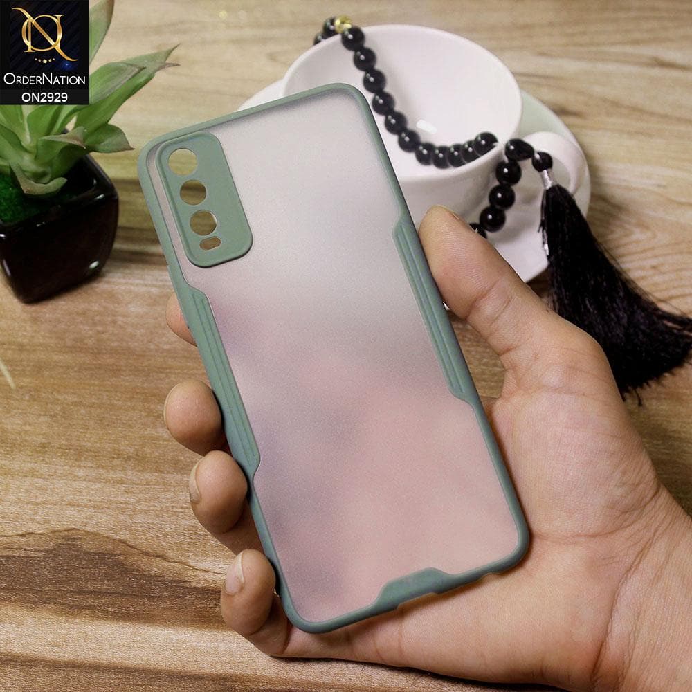 Vivo Y12s Cover - Green - Semi Transparent Ultra Thin Paper Shell Soft Borders Case