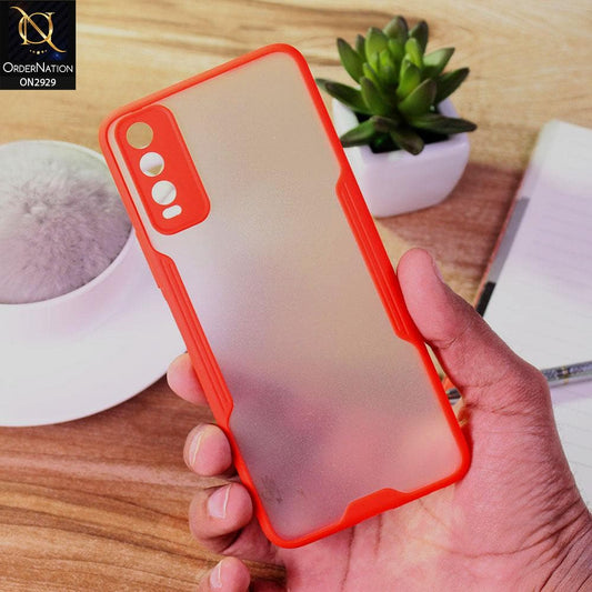 Vivo Y20T Cover - Red - Semi Transparent Ultra Thin Paper Shell Soft Borders Case