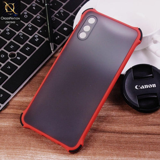 Samsung Galaxy A02 Cover - Red - Translucent Matte Shockproof Camera Ring Protection Case