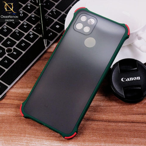 Oppo A15 Cover - Green - Translucent Matte Shockproof Camera Ring Protection Case