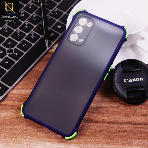 Oppo Reno 5 5G Cover - Blue - Translucent Matte Shockproof Camera Ring Protection Case