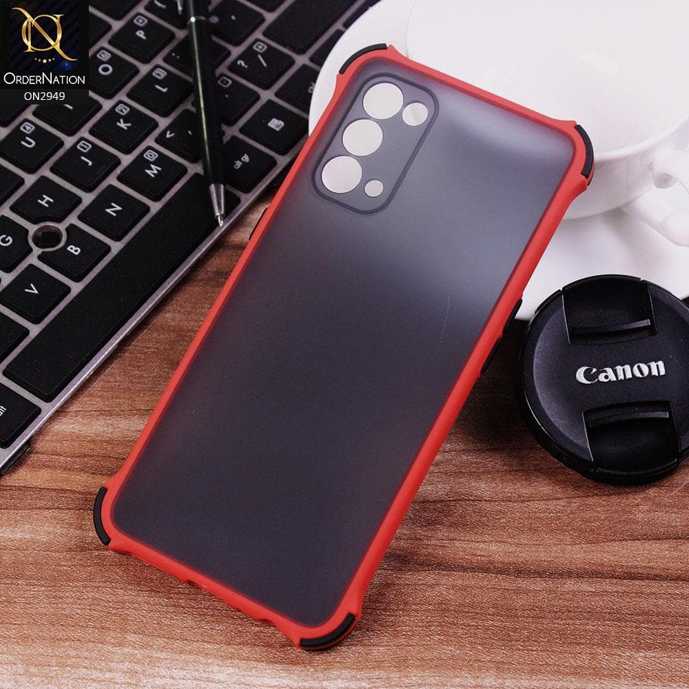 Oppo Reno 5 4G Cover - Red - Translucent Matte Shockproof Camera Ring Protection Case