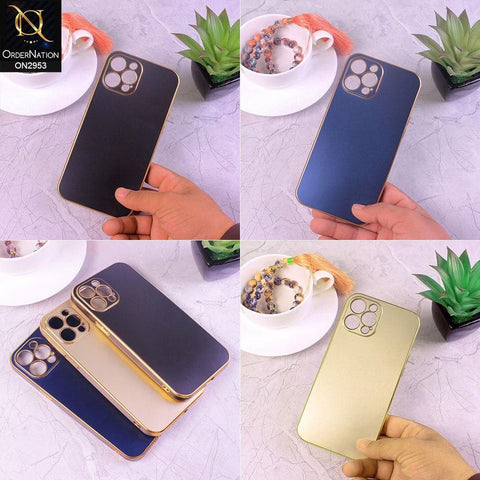 iPhone 12 Pro Max Cover - Blue - Soft Gold Plated Color Borders Camera Protection Back Case