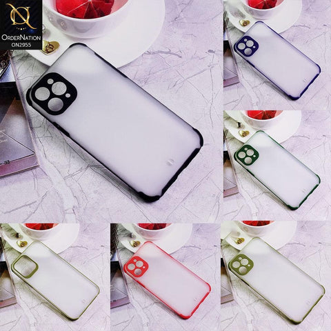 iPhone 11 Pro Cover - Dark Green - Classic Soft Color Border Semi-Transparent Matte Camera Protection Case