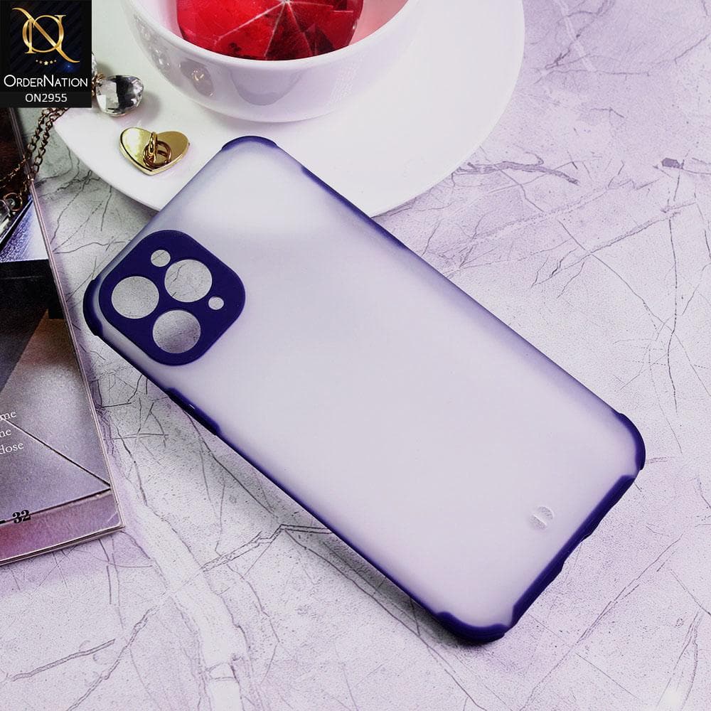 iPhone 11 Pro Cover - Blue - Classic Soft Color Border Semi-Transparent Matte Camera Protection Case