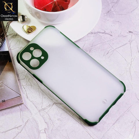 iPhone 11 Pro Cover - Dark Green - Classic Soft Color Border Semi-Transparent Matte Camera Protection Case