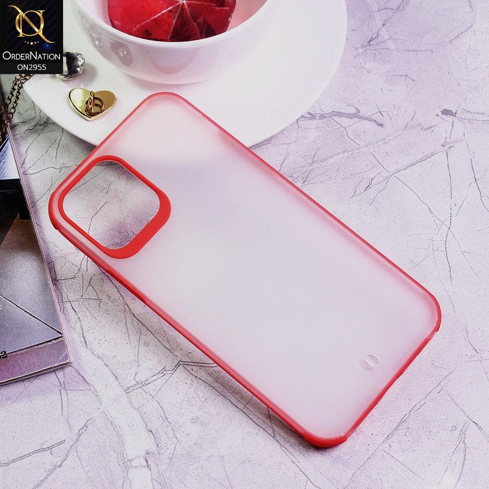 iPhone 12 Cover - Red - Classic Soft Color Border Semi-Transparent Matte Camera Protection Case