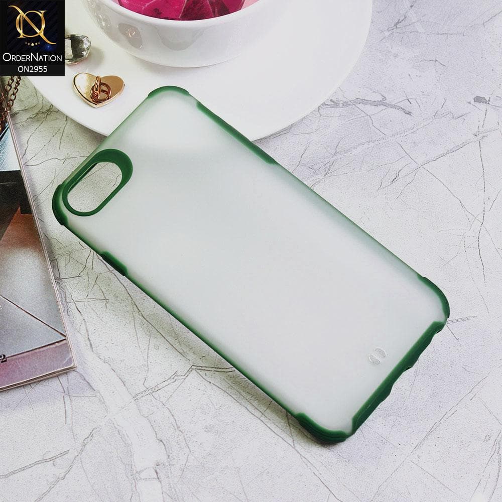 iPhone 8 / 7 Cover - Dark Green - Classic Soft Color Border Semi-Transparent Matte Camera Protection Case