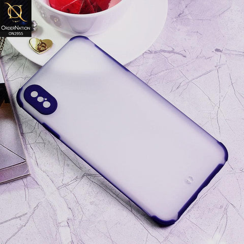 iPhone XS / X Cover - Blue - Classic Soft Color Border Semi-Transparent Matte Camera Protection Case