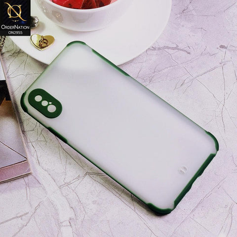 iPhone XS / X Cover - Dark Green - Classic Soft Color Border Semi-Transparent Matte Camera Protection Case