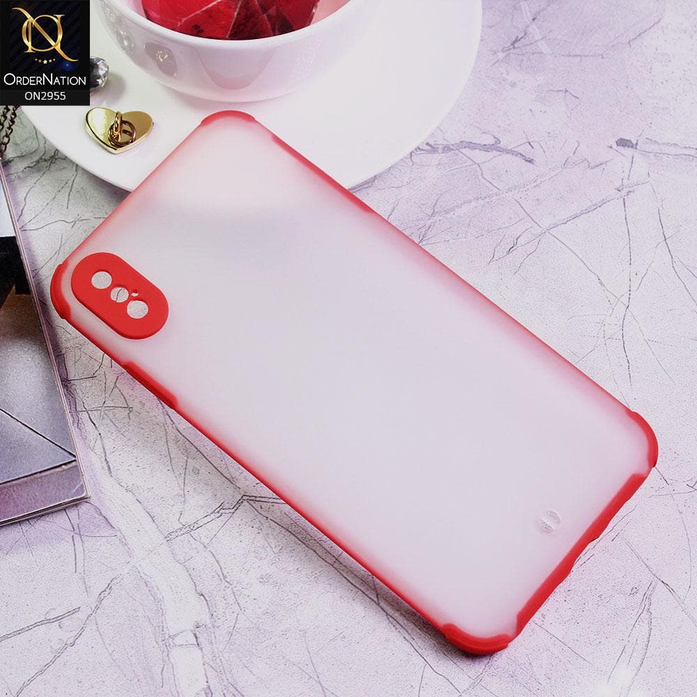 iPhone XS / X Cover - Red - Classic Soft Color Border Semi-Transparent Matte Camera Protection Case