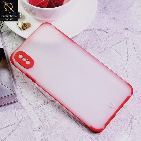 iPhone XS / X Cover - Red - Classic Soft Color Border Semi-Transparent Matte Camera Protection Case